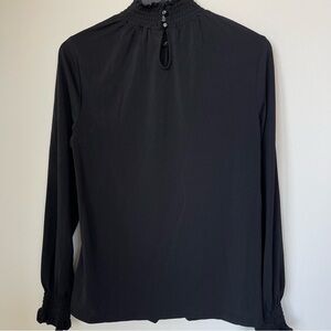 Adrianna Papell Black High Neck Blouse with Ruffle Cuffs Size Small